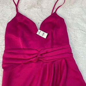 Pink long slit dress